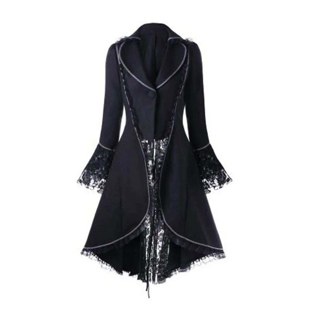 Rosetic Gothic Women Black Coat Long Sleeve Lace Patchwork Bandage Ladies Uniform Tuxedo Jacket Party Club Elegant Autumn Coat Rosetic Gothic Women Black Coat Long Sleeve Lace Patchwork Bandage Ladies Uniform Tuxedo Jacket Party Club Elegant Autumn Coat