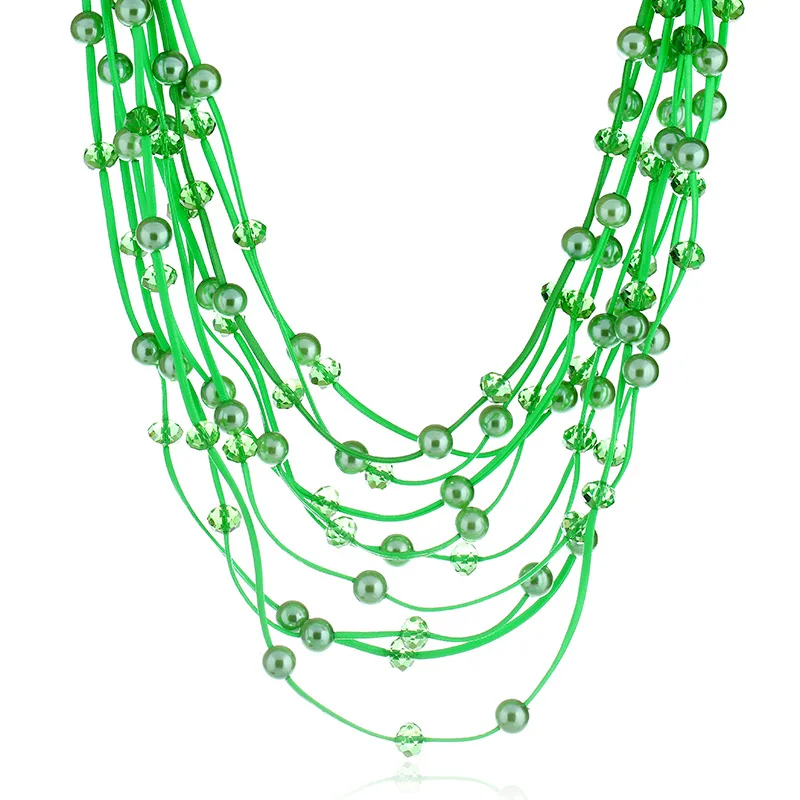 Новинка, модное ювелирное изделие, весна 5, цветной многослойный цепочка, имитация жемчуга, ожерелье s для женщин, свадебное ожерелье для невесты
