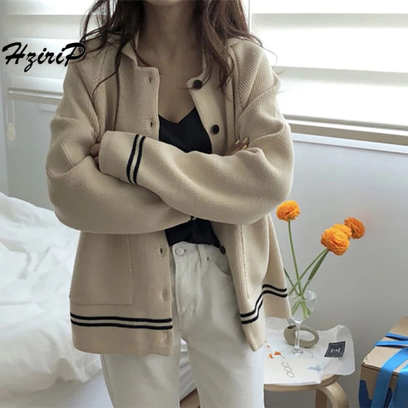 Hzirip Sweet Knitted Sweater 2018 Autumn Winter Preppy Style Women Tops Warm Soft Loose Cardigan Ca