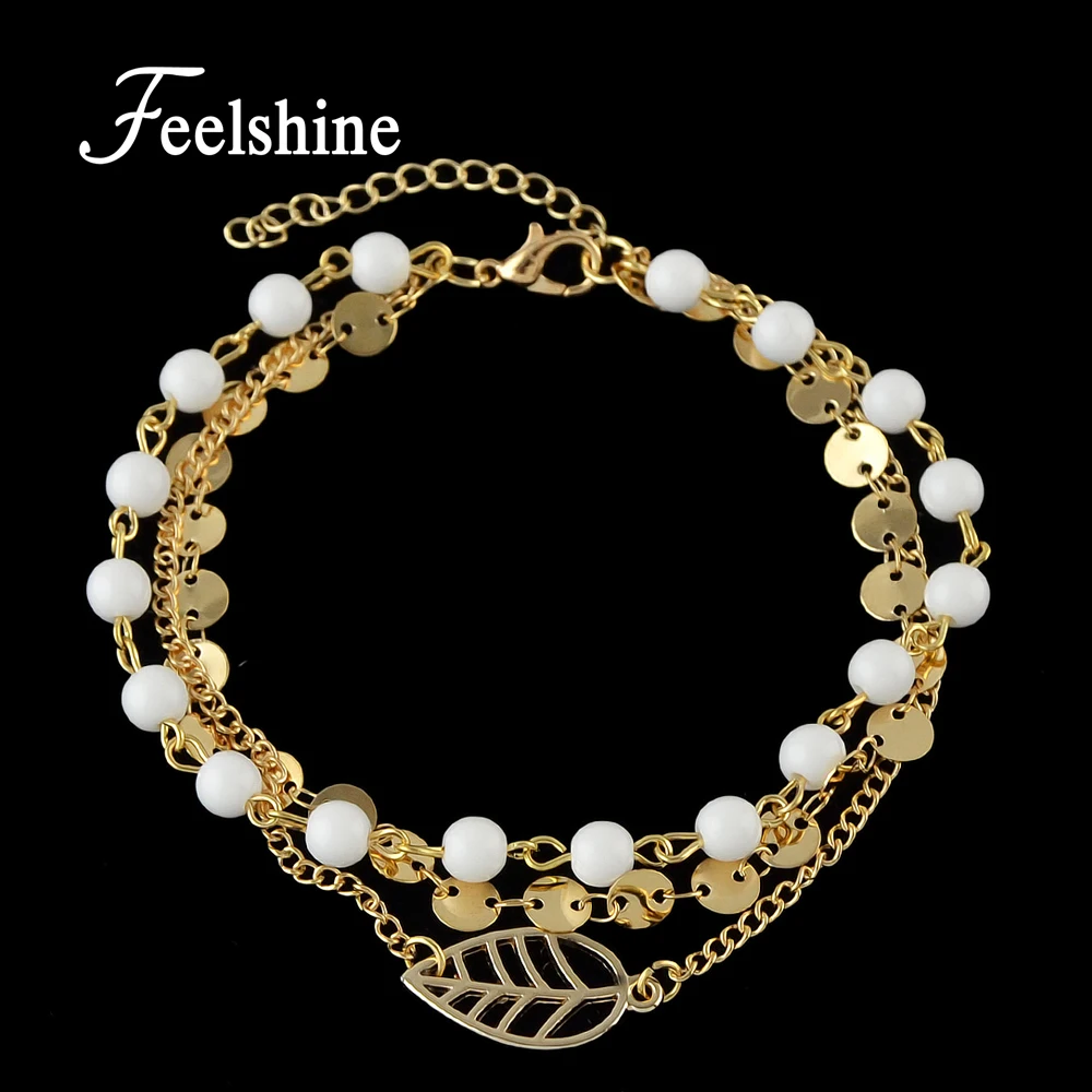Feelshine Bohemian Jewelry Gold Silver Color Multi Layer Chain With