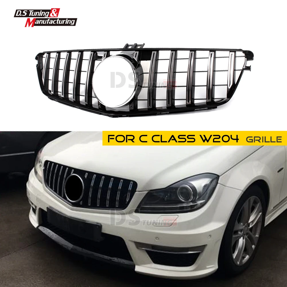 Racing Grille for Mercedes W204 GT Grille ABS material Black Silver