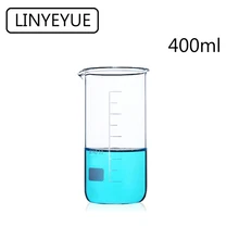 LINYEYUE 400mL Glass Beaker Tall Form Borosilicate Glass high temperature resistance Measuring Cup Beaker Laboratory Equipment double layer 2l chemical glass reactor manufacturer price vacuum distillation high borosilicate glass laboratory instruments