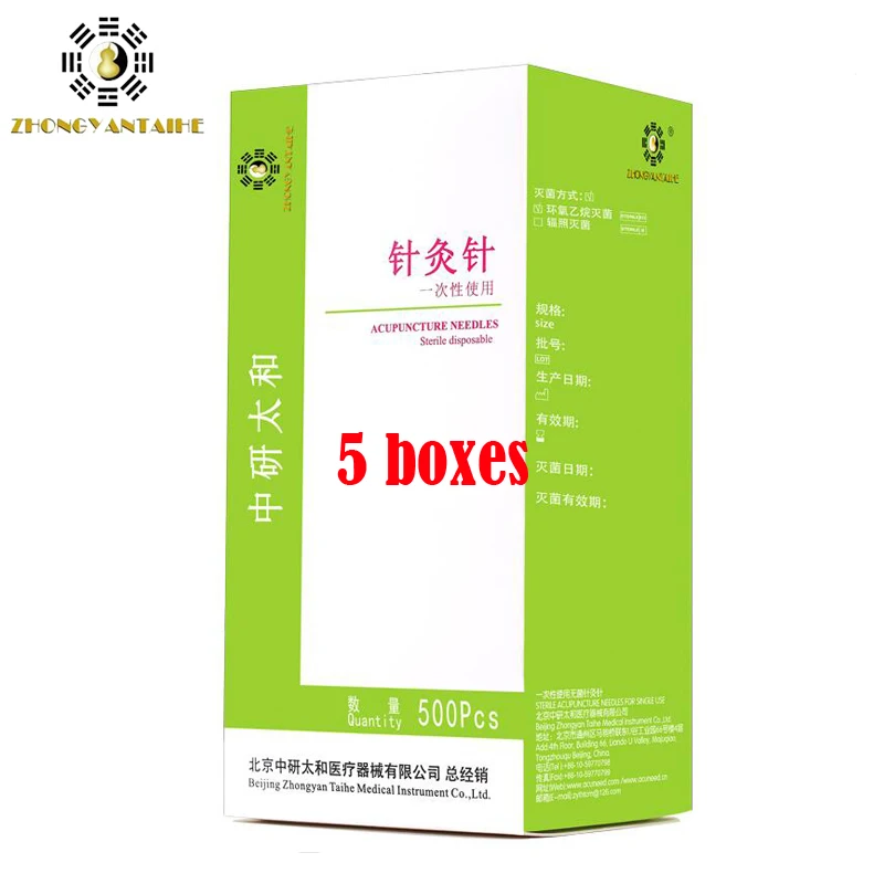 

5boxes Authentic ZhongyanTaihe Sterilization Acupuncture Needle Akupunktur Disposable sterile acupuncture needles Practice nedle