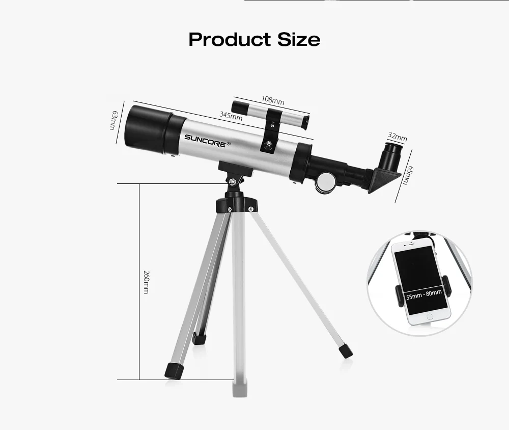 Outdoor Monocular Space  360 degrees Spotting Scope 50mm telescopic Astronomical Telescope With Portable Tripod 