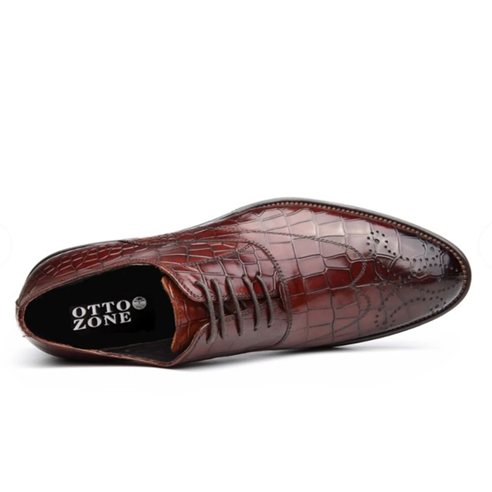 OTTO/итальянская роскошная мужская обувь; оксфорды ручной работы в стиле ретро; классическая Дизайнерская обувь на платформе из натуральной крокодиловой кожи на шнуровке