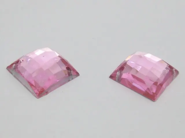 

100 розовые акриловые квадратные стразы с плоской задней стороной, 14 мм, Пришивные бусины