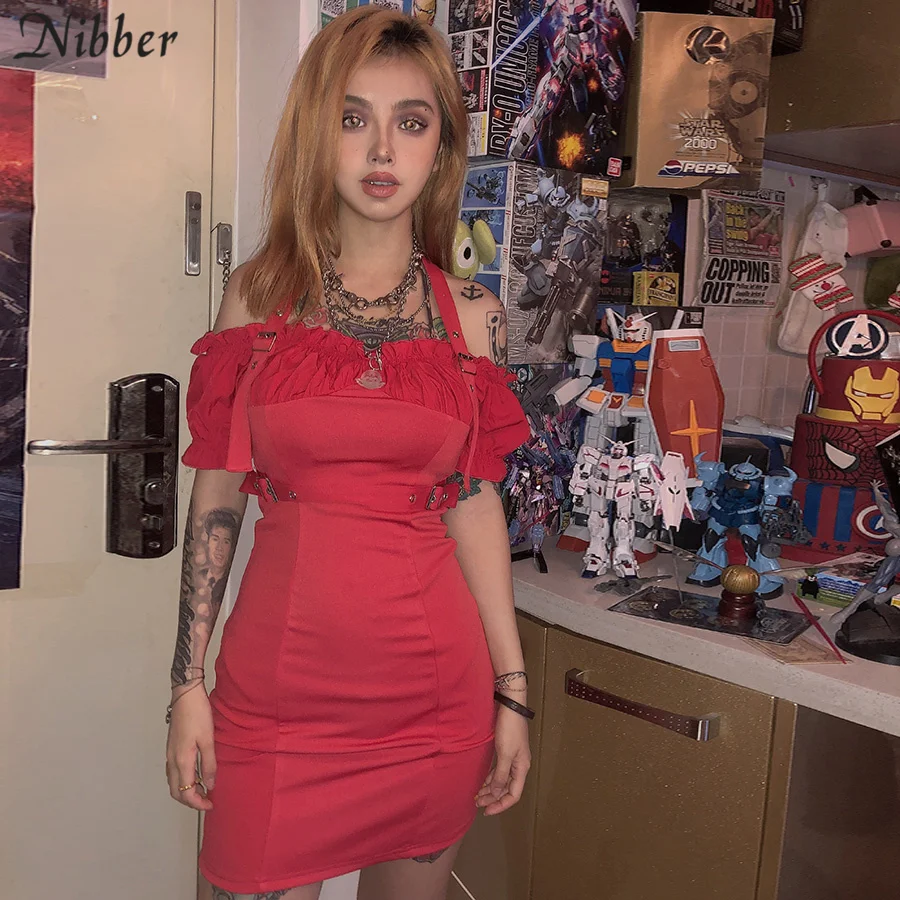 

Nibber French romance Ruffle bodycon dresses women fashion party elegant strapless Slim dress mujer 2019 summer office dresses