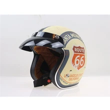 Free shipping 1pcs Route 66 Retro Motorcycle Helmet Harley 3 4 Open Face Vintage Pilot Motorcycle