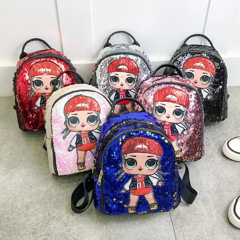 

2019 Hot Cartoon Backpack Women Sequins School Backpack Girls Satchel Fashion Travel Zipper Cute Casual Shoulder Bags