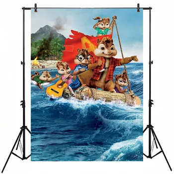 

Alvin and the Chipmunks Backdrops Cute Rats Raft Sailing Rescue Activities Photo Background for Baby Birthday Photo Studio Props