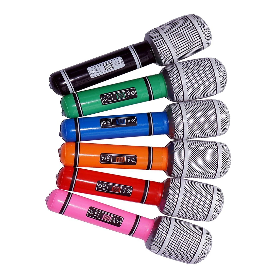 Inflatable Plastic Microphone 24CM for Party Favor Kids Toy Gift 6pcs (Random Color)in Toy