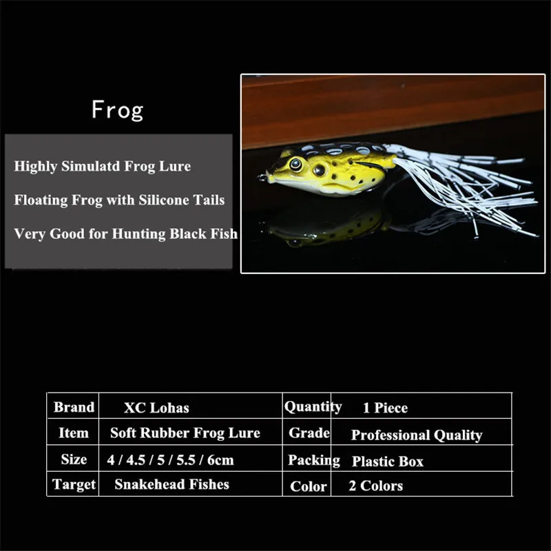 Professional 3D Eye Snakehead Frog Lures Soft Rubber Topwater Frog Lures with Silicone Tails  4cm 5cm 6cm Artificial Frog Baits (2)