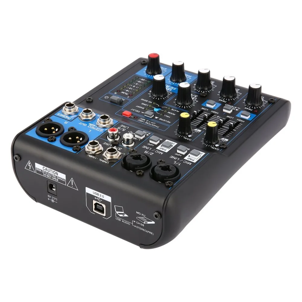 

DJ Mixer 4 Channel Professional Power Audio Mixing Amplifier USB Slot 16DSP +48V Phantom Power for Microphones AU Plug 220~240V