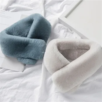 

Fashion Women's Winter Thick Imitation Rabbit Scarf Multi-Color Skin Solid Shawl Collar Shrug Handkerchief Secret.