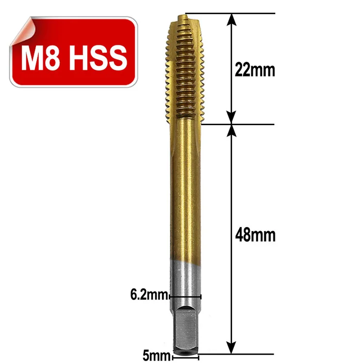 5 шт. титановый гальванический HSS машина винт кран M3 M4 M5 M6 M8 спиральные острые краны DIY инструмент