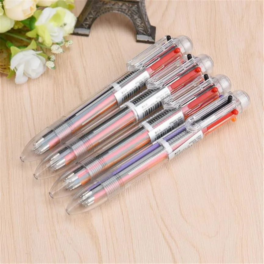 

DIY Colour 6 In 1 Multi colour Retractable Click Ballpoint Pen Creative Stationery For Office Students Dropshipping