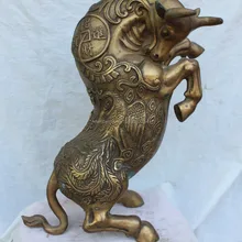 1" Китайский Бронзовый Сильнее Bull Единорог OX Rhin Быки Коррида Феникс Государства