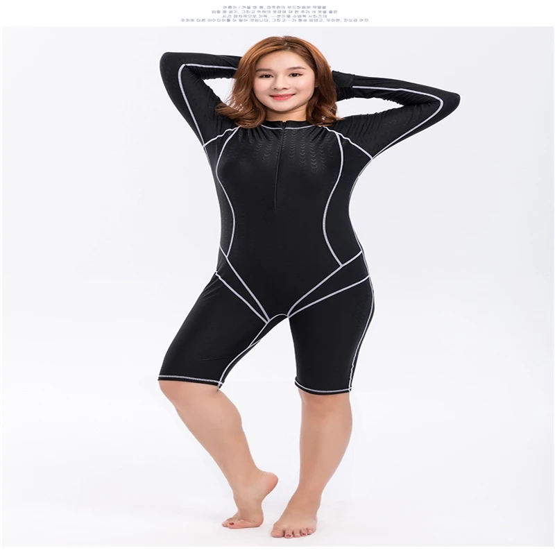 L-6XL Defend Against One Pieces Women Sports Swimsuit Swimwear Long Sleeves Beach Wear Knee-length Bathing Sports Suits Bikini L-6XL Defend Against One Pieces Women Sports Swimsuit Swimwear Long Sleeves Beach Wear Knee-length Bathing Sports Suits Bikini