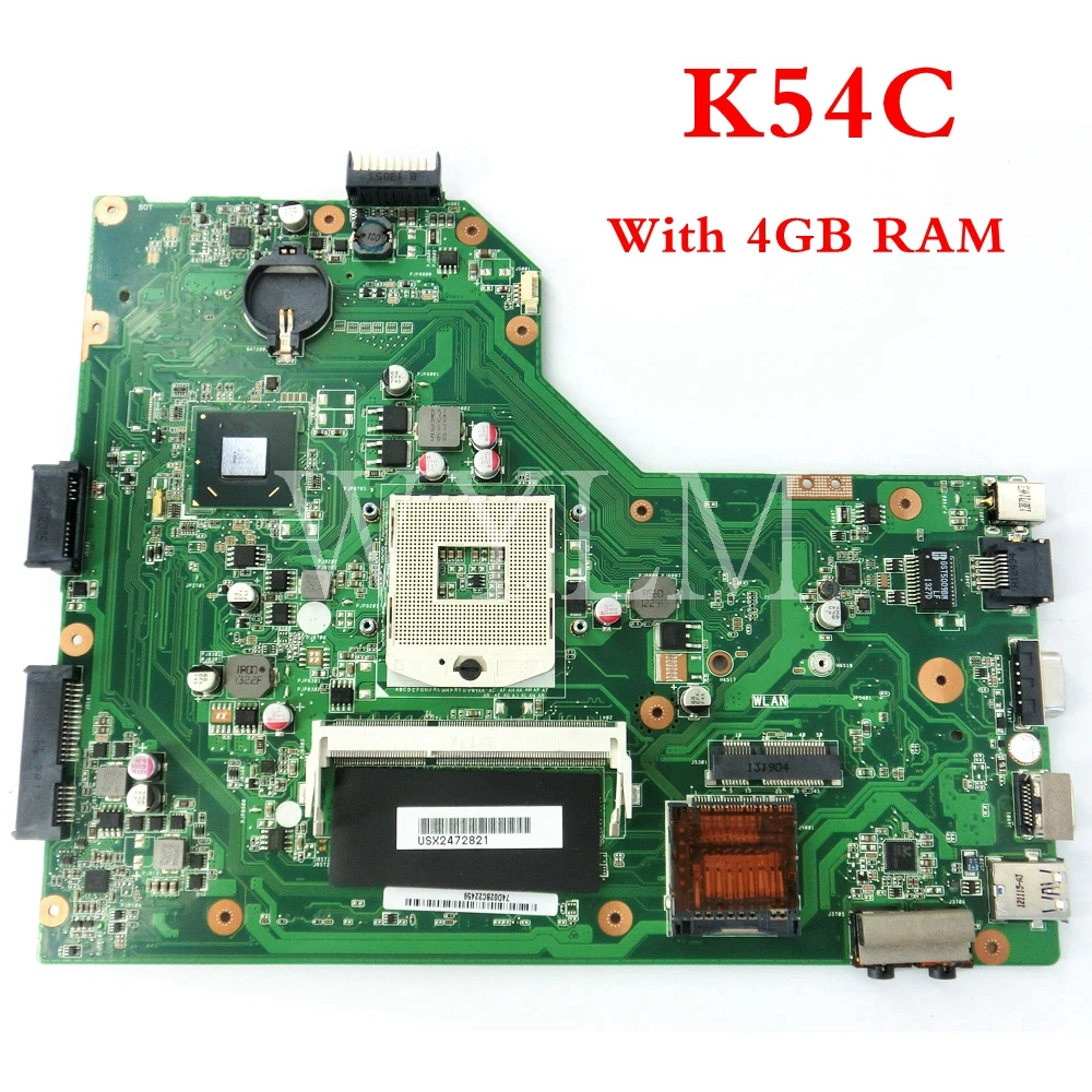 

K54C With 4GB memory mainboard For ASUS A54C X54C K54C laptop motherboard MAIN BOARD 100% Tested Working Well