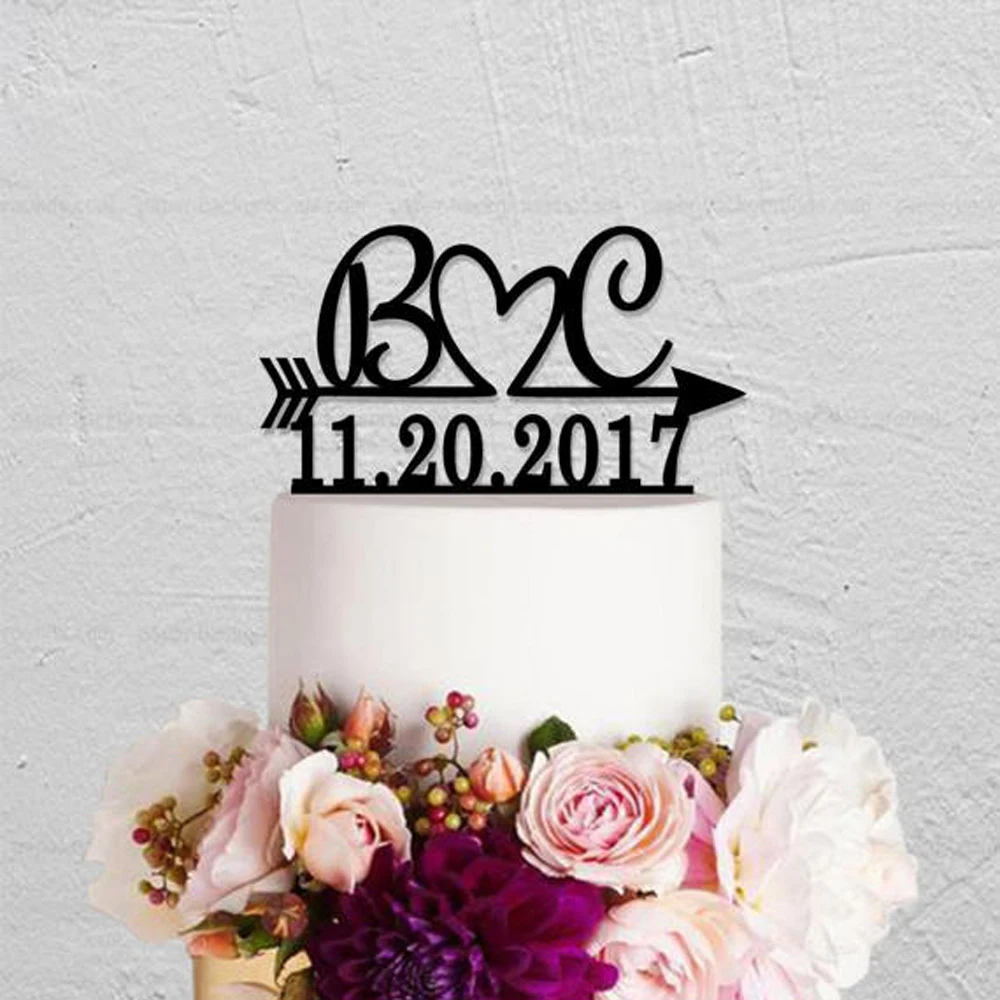 Name Cake Topper,Wedding CakeTopper,Initials Cake Topper,Arrow Cake Topper,Date Cake Topper Personalized Cake Topper,Rustic Cake