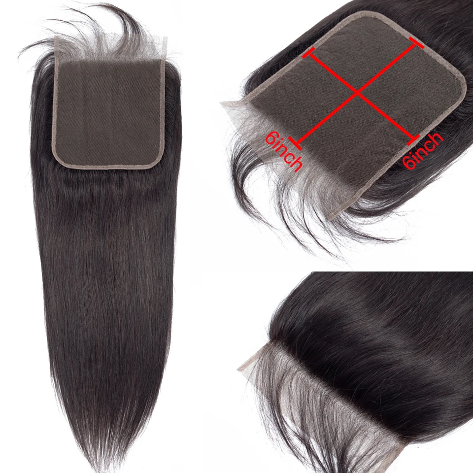 Глубокая пробора 6*6 закрытие шнурка отбеленные узлы прямые перуанские Remy человеческие волосы с детскими волосами предварительно выщипанные натуральные волосы