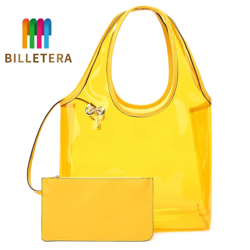BILLETERA اللون شفافة الإناث يد مركب حقيبة حقيبة كتف PVC كبيرة قدرة المرأة الأعلى مقبض حقيبة BILLETERA اللون شفافة الإناث يد مركب حقيبة حقيبة كتف PVC كبيرة قدرة المرأة الأعلى مقبض حقيبة