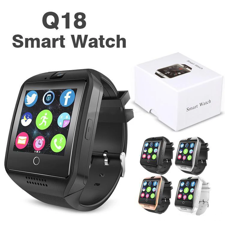 Умные часы Q18 с камерой 20 шт./лот FM Facebook SMS MP3 Bluetooth умные поддержкой Sim карты для