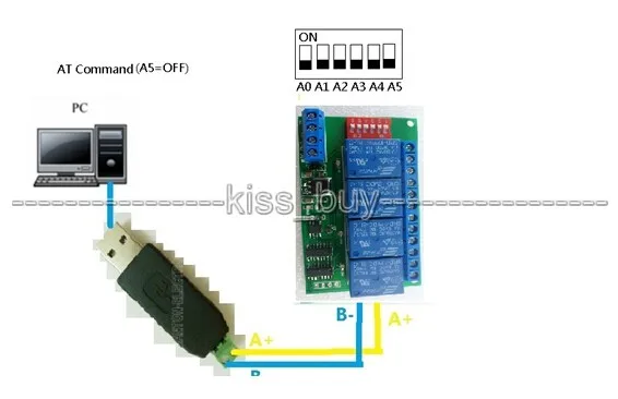 4 Канальный Релейный Модуль RS485 постоянного тока 12 В Modbus RTU и дистанционное