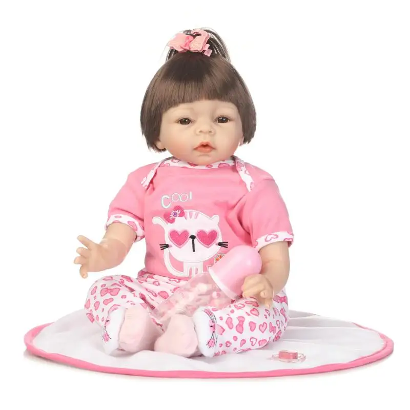 Kawaii 22 дюймов новый милый 55 см силиконовая кукла младенец Реалистичная realistische