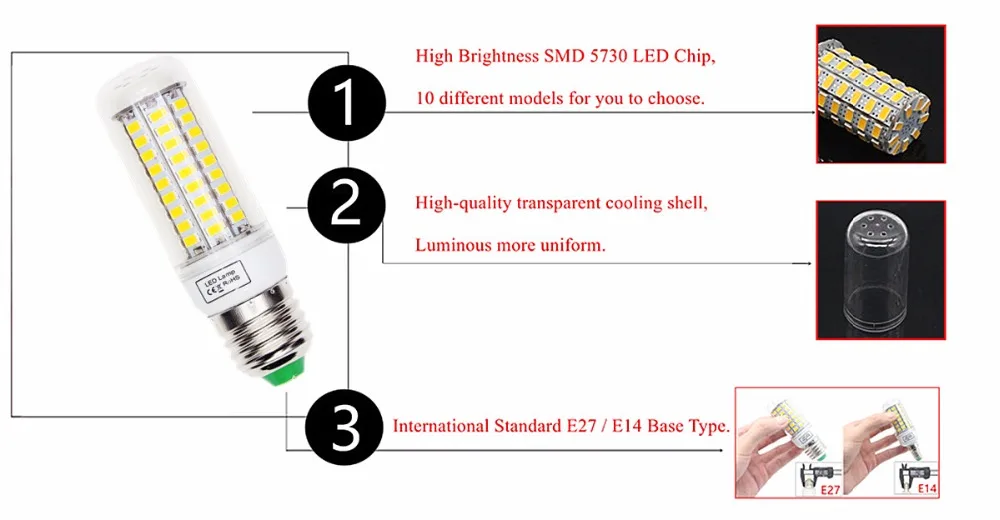 Светодиодный потолочный светильник E27 светодиодный лампы E14 220 В 5730 Кукуруза светильник Лампада светодиодные лампочки люстры свечи для домашнего заменить украшение нити светильник