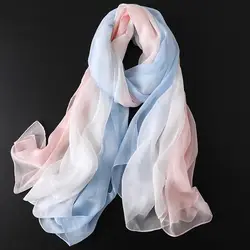 LaMaxPa 2019 Новая мода весна сплошной шелковый шарф для женщин/дамы градиент длинные мягкие обертывания и шали пляжные женские платки