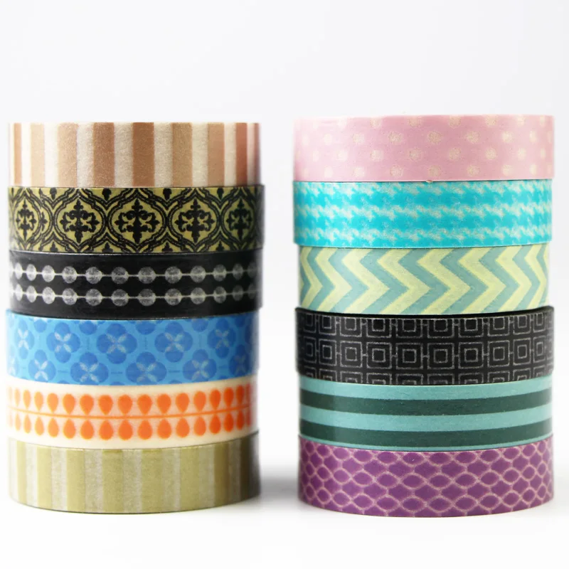12 Rolls Retro Pattern Washi Tape Set Paper Masking Tapes Decorative