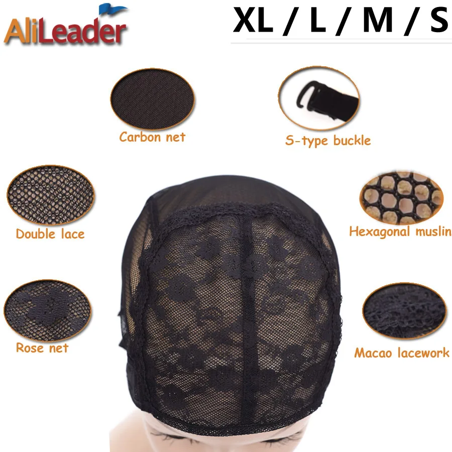 Alileader Best Wig Cap For Making Wigs Cheap With Adjustable Strap Lace Wig Net Cap Small Weaving Caps For Wig Making Free Ship