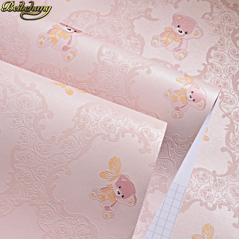 

beibehang 53X300cm 3D cartoon bear wall paper children's room boy girl bedroom TV background Self-adhesive wallpaper home decor