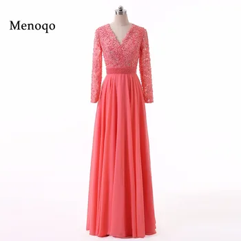 

White Lace Royal Blue Chiffon A line Prom Dress 2020 Long Sleeve Evening Gowns vestidos de festa Sexy V Neck Formal Dress