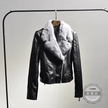 Полная распродажа Новое поступление пальто весна женский пункт Тонкий был тонкий кролика воротник плюс толстый бархат куртка из искусственной кожи