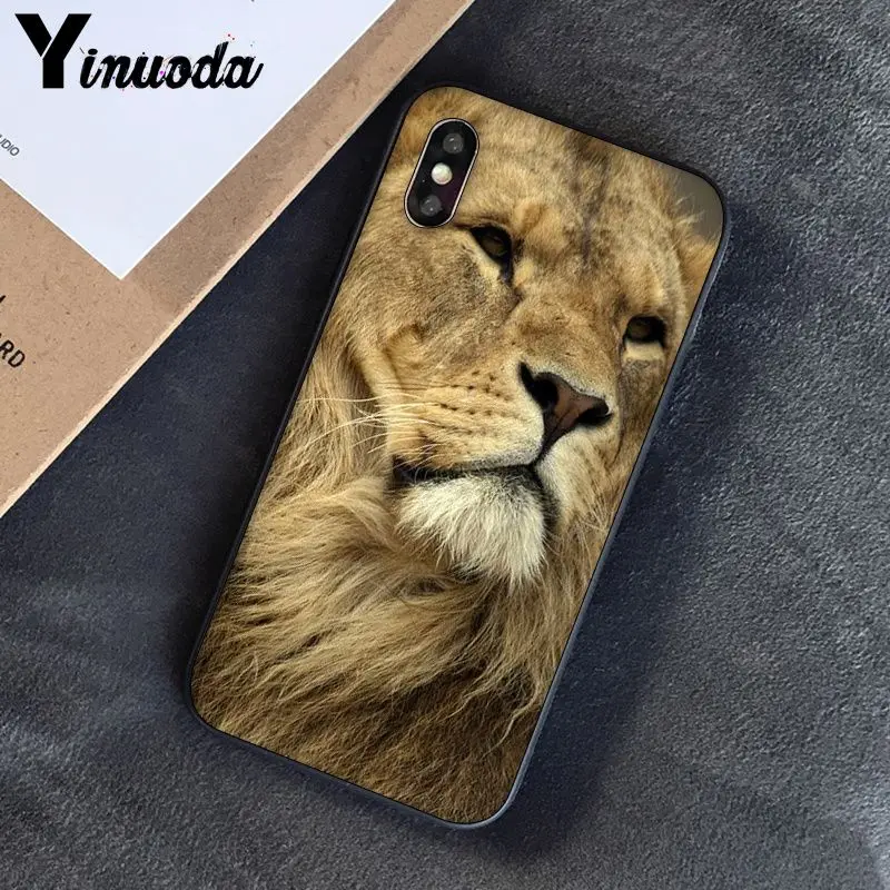 Yinuoda Lion tiger Модный милый животный черный чехол для телефона чехол для Apple iPhone 8 7 6 6S Plus X XS MAX 5 5S SE XR чехлы