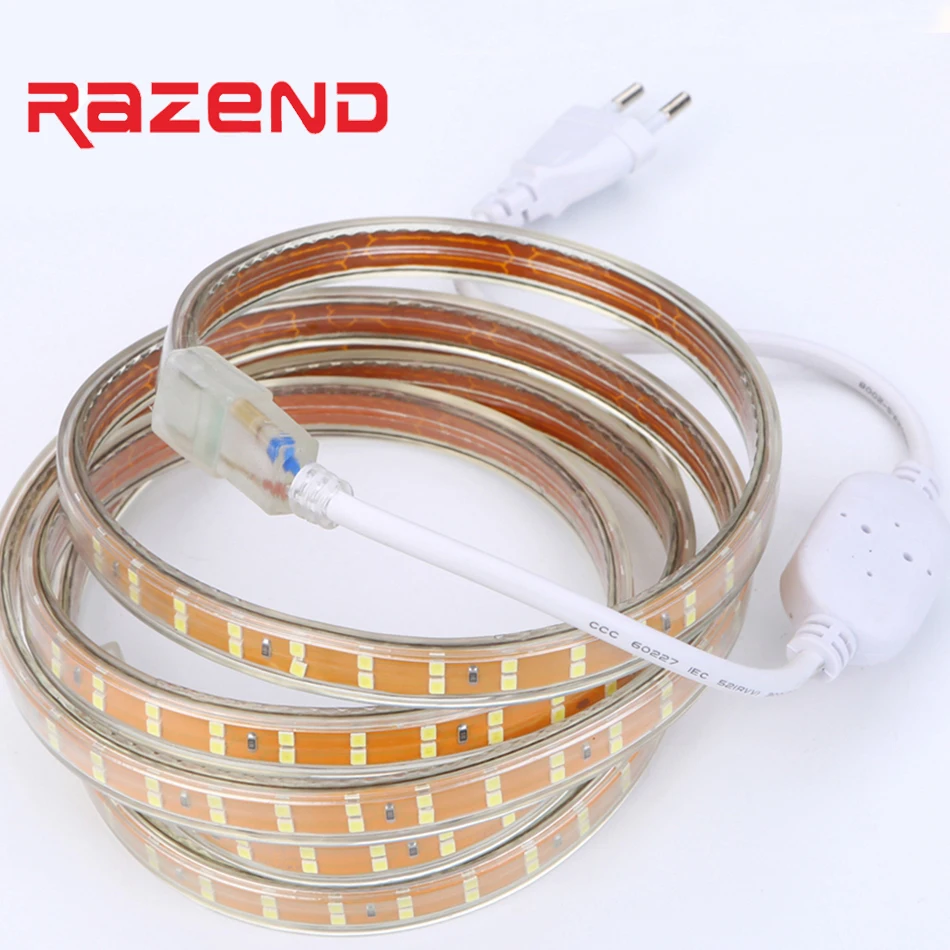 Светодиодная двухрядная лента SMD2835 156 светодиодов/м 220 В водонепроницаемая