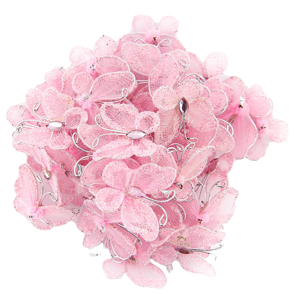  50 PCS Wired Mesh Stocking Butterfly With Glitter & Wedding Craft Decor for wedding Decoration Invi - 33002833294