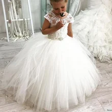 New Lace Flower Girl Dresses For Weddings Vestidos daminha Kids Evening Gowns First Communion Dresses For Girls knee length flower girls dresses for weddings tulle kids evening gowns a line mother daughter dresses for girls with hade make