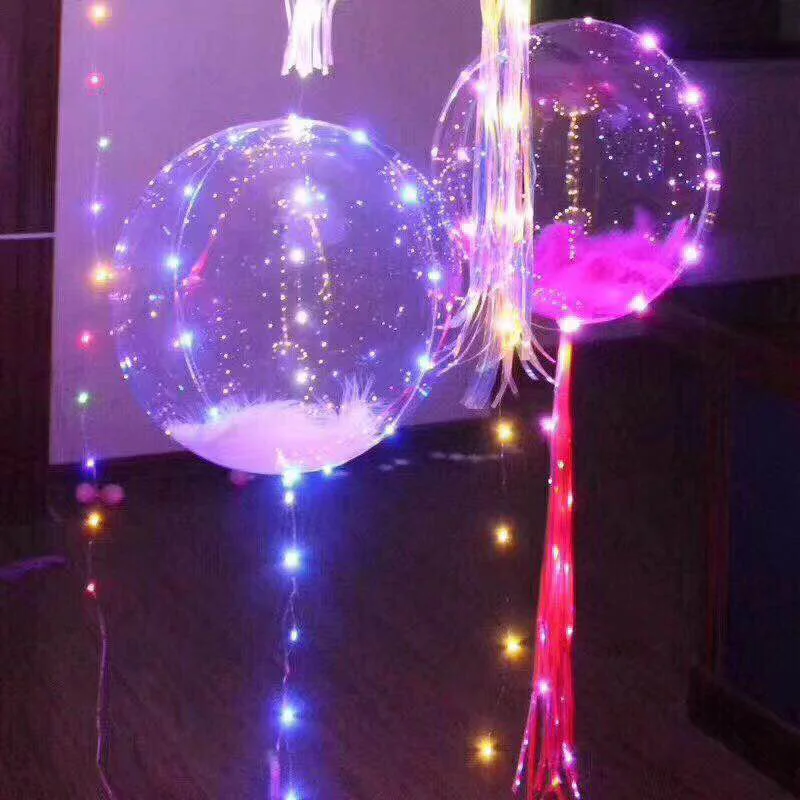 

18/24 Inch 3M Helium Balloons Kids Toy Wedding Party Decoration Luminous Led Balloon LED Air Balloon String Lights Round Bubble