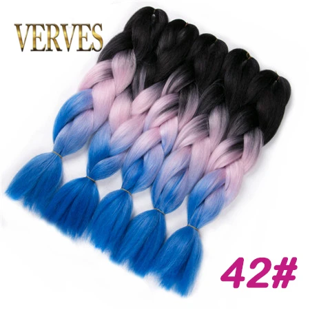 #350 VERVES, Омбре, плетение волос, 100 г/шт., 24 дюйма, 1 шт., синтетический, три, два тона, тепловое волокно, вязанное крючком, огромные косы, наращивание волос - Цвет: #350
