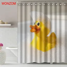 WONZOM Yellow Duck Polyester Fabric Shower Curtain Frog Bathroom Decor Waterproof Dog Cortina De Bano With 12 Hooks Gift 2017