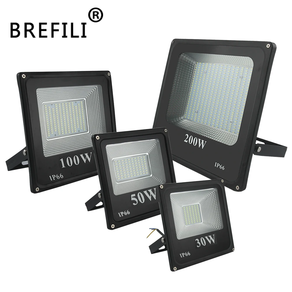 BREFILI бренд 100W Светодиодный прожектор светильник 150W 200W отражатель открытый светодиодный прожектор светильник 220V 10 Вт 30 Вт 50 Вт projecteur Точечный светильник светодиодный внешний вид