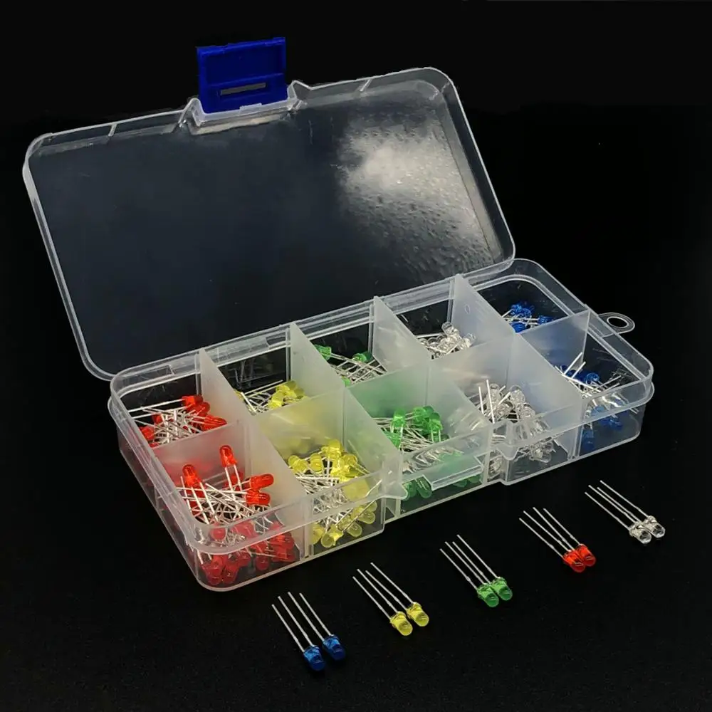 New 3V 20mA Colorful Diodes Universal 200pcs/box 3mm LED Light Assorted Kit Red Green Blue Yellow White DIY LEDs Diode Set|Diodes| - AliExpress