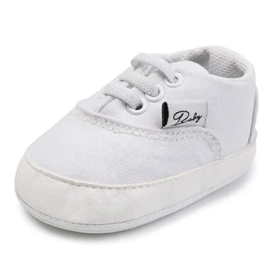 Парусиновые Детские кроссовки; спортивная обувь для девочек и мальчиков; детская обувь для ползунков; для малышей; с твердой подошвой; противоскользящие; для первых ходунков - Цвет: white