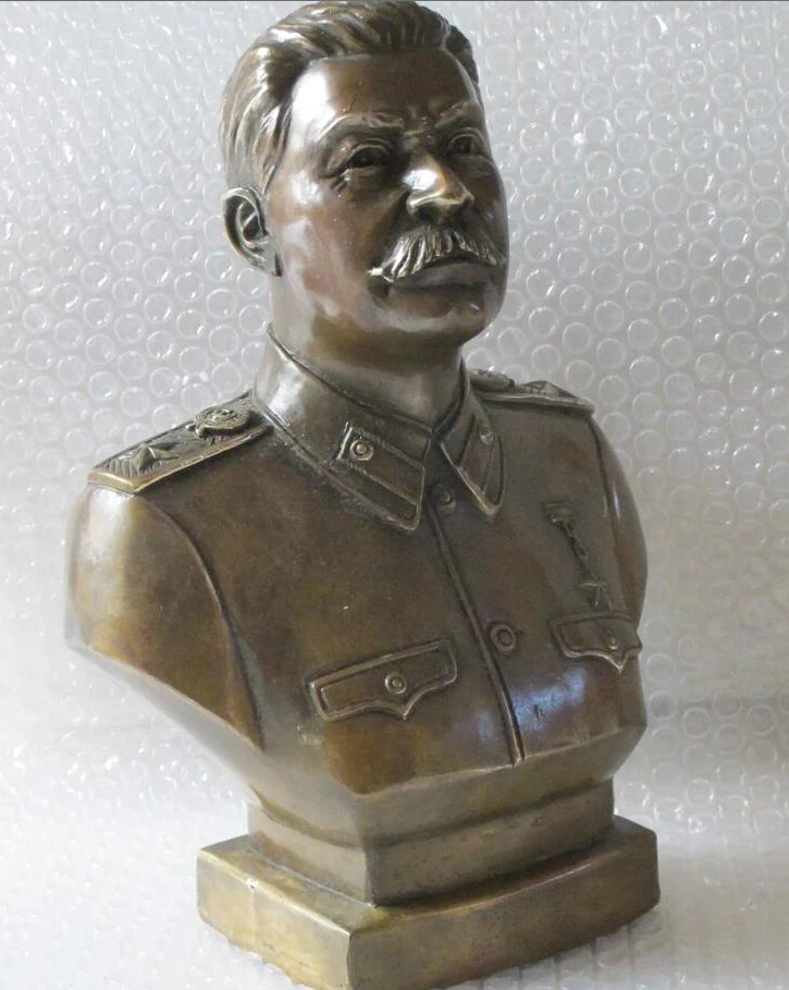 1" Western Art Бронза Медь скульптура Иосифа Сталина Бюст статуя D0317