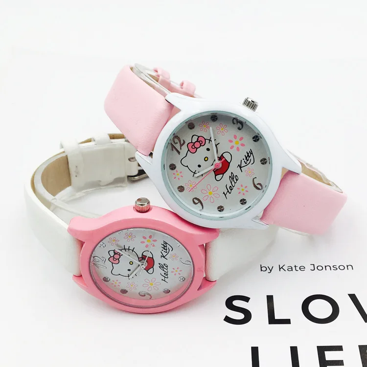 Милые детские Мультяшные часы Hello Kitty для девочек наручные часы для учеников платье для маленькой подружки модные водонепроницаемые часы кварцевые электронные часы