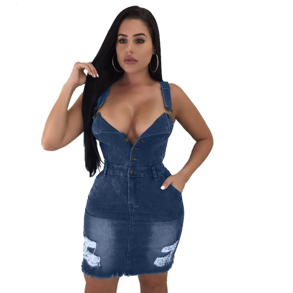 Sexy Women Blue Denim Dress Slim Jeans Dresses One-piece Cowboy Vintage Bodycon Mini Vestidos Sexy Women Blue Denim Dress Slim Jeans Dresses One-piece Cowboy Vintage Bodycon Mini Vestidos
