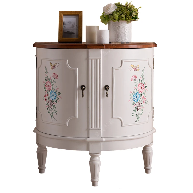 Retro painted vestibule hall, garden decoration cabinet, two doors, semi-circular cabinets, entrance counters, Retro painted vestibule hall, garden decoration cabinet, two doors, semi-circular cabinets, entrance counters,